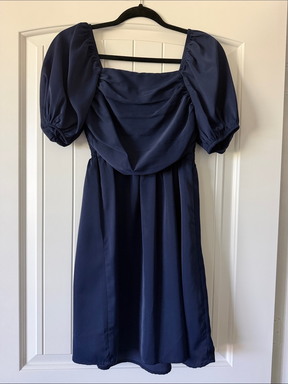 SHEIN Navy Puff-Sleeve Mini Dress